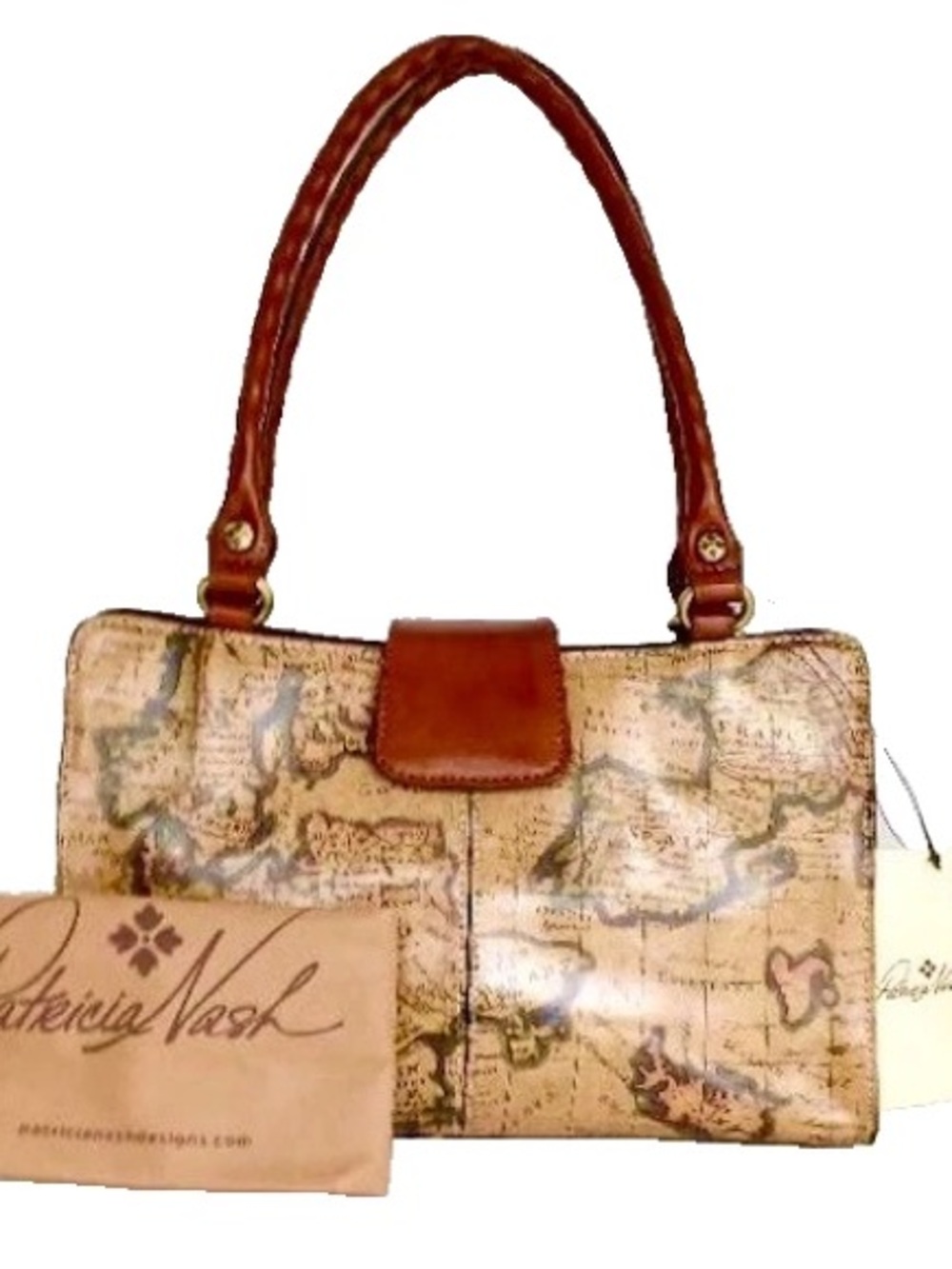 Patricia Nash Rienzo Map-Print Shoulder Bag NWT